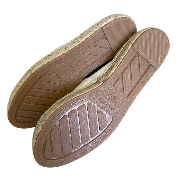 Aldo Leather Slip-On Espadrilles Shoes Made In Spain  White Tan 8.5 - Picture 15 of 16